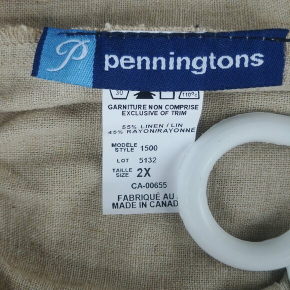 Natural tan cream linen blend skirt pockets 2X - Picture 2 of 7